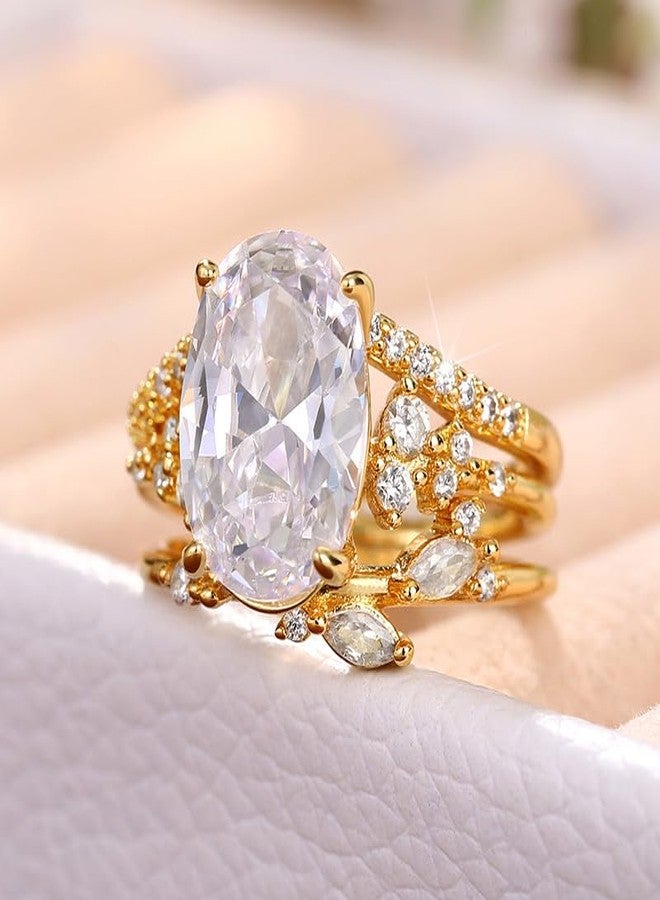 RKKOJJO 925 Sterling Silver Bridal Rings Sets AAA Cubic Zirconia CZ Full Diamond Engagements Rings Wedding 3 Pcs Promise Anniversary White Gold Rings for Women Size 6 - Image 3
